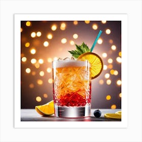 Cocktail With Orange Slices Art Print