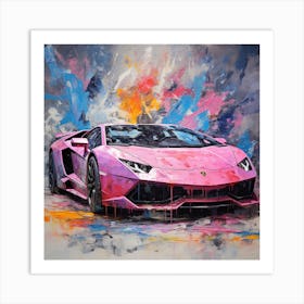 Pink Lamborghini Art Print