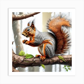 Squirrel In The Forest 413 Art Print