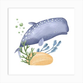 Ocean whale fairy ocean land Art Print