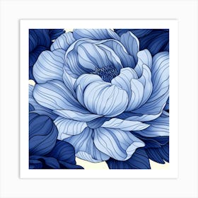 Blue Peony Flower Art Print