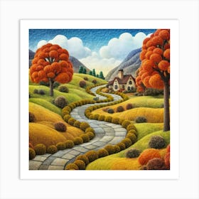 The Winding Road Home. In the middle of the meadows 9 Art Print