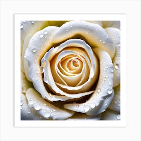 White Rose With Water Droplets 6 Art Print