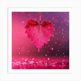 Autumn Leaf under rain Art Print