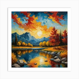 Sunset By The River 2 Art Print