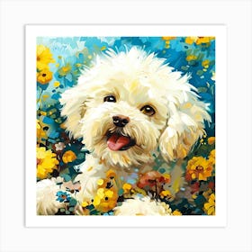 Dog In Flowers Art Print