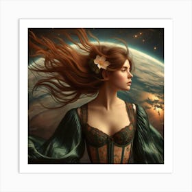 Girl In Space 1 Art Print