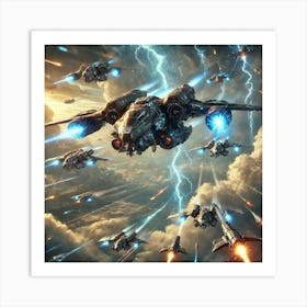 A Powerful Scene Showing The Skyguard Units Of The Art Print