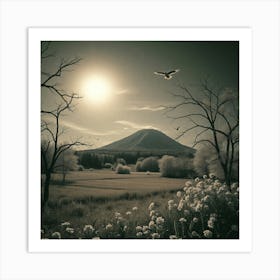 Infrared Image Of A Mountain Art Print