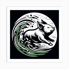 Pig In A Wave 1 Art Print