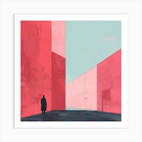 Person - Red Building Art Print