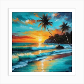 Sunset At The Beach 761 Art Print