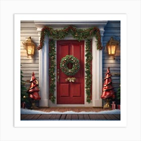 Christmas Decoration On Home Door Trending On Artstation Sharp Focus Studio Photo Intricate Deta (6) Art Print