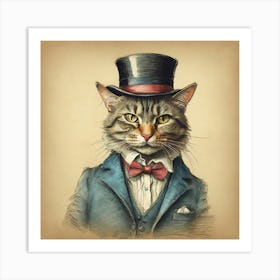 Cat In Top Hat 8 Art Print