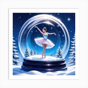 Ballerina In Snow Globe Art Print