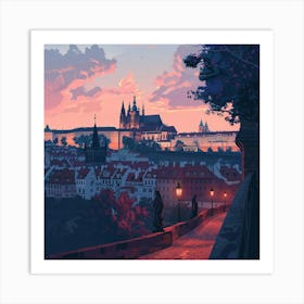 A Prague Castle In Prague Lofi Illustration 1720028299 2 Art Print