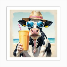 Cow On The Beach 5 Art Print