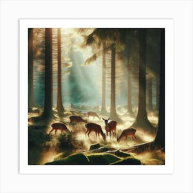 Deer In The Forest Art Print