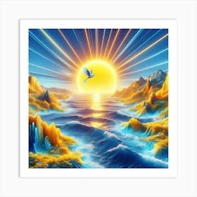 Sunrise Over The Ocean Art Print