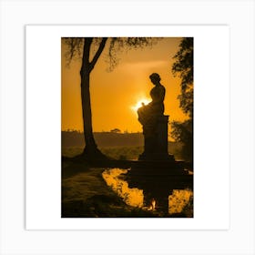 Statue At Sunset Art Print