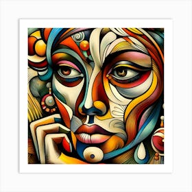 Abstract Woman Face Painting 1 Art Print