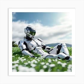 Robot Laying In The Grass 3 Art Print