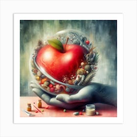 Hand Holding An Apple Art Print