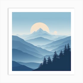 Misty mountains background in blue tone 44 Art Print