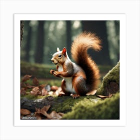 Squirrel In The Woods 53 Art Print