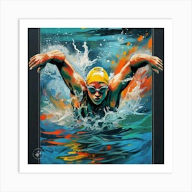 Swimmer In The Water Art Print