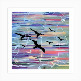 Seagulls In Flight Art Print