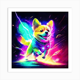 Colorful Running Dog Art Print