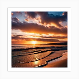 Sunset On The Beach 256 Art Print