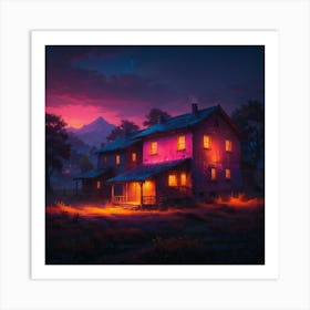 House At Night 1 Art Print