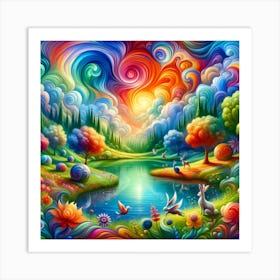 Colorful Landscape Painting Art Print