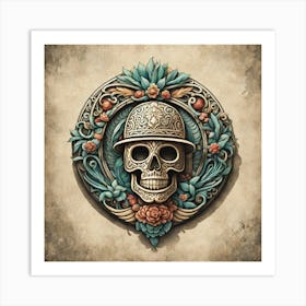 Skull And Roses 3 Art Print