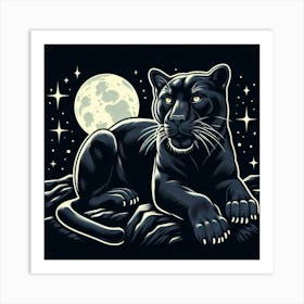 Line Art panther 2 Art Print