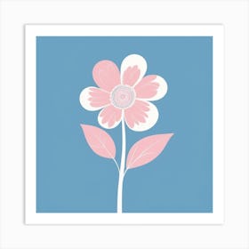 A White And Pink Flower In Minimalist Style Square Composition 70 Art Print