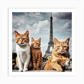 cats in paris 2 Art Print