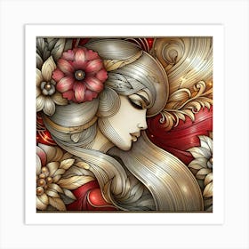 Russian Girl With Flowers Art Print