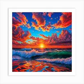 Beautiful Ocean Sunset V2 4 Art Print
