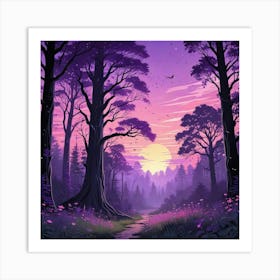 Forest Sunset In Road Art Print (2) Art Print