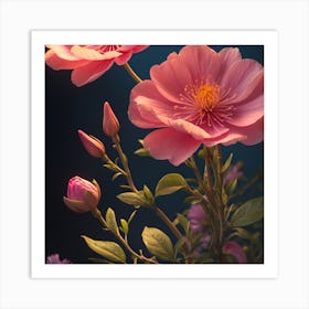 Pink Flowers  Art Print