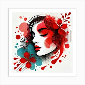 watercolour paint splash of a girl portrait 3 Art Print