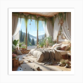 Bedroom In The Mountains Art Print