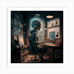 Man Working At His Computer Art Print