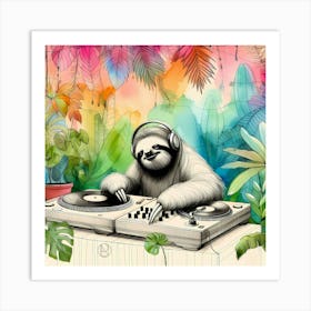 A Sloth Dj 5 Art Print