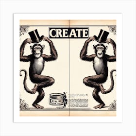 Monkeys In Top Hats 2 Art Print