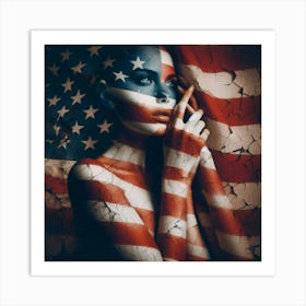 A american flag, a woman 2 Art Print