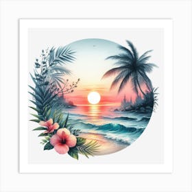 Sunset At The Beach 6 Art Print